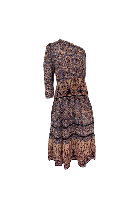 Printed Midi Dress in Multicolor Silk