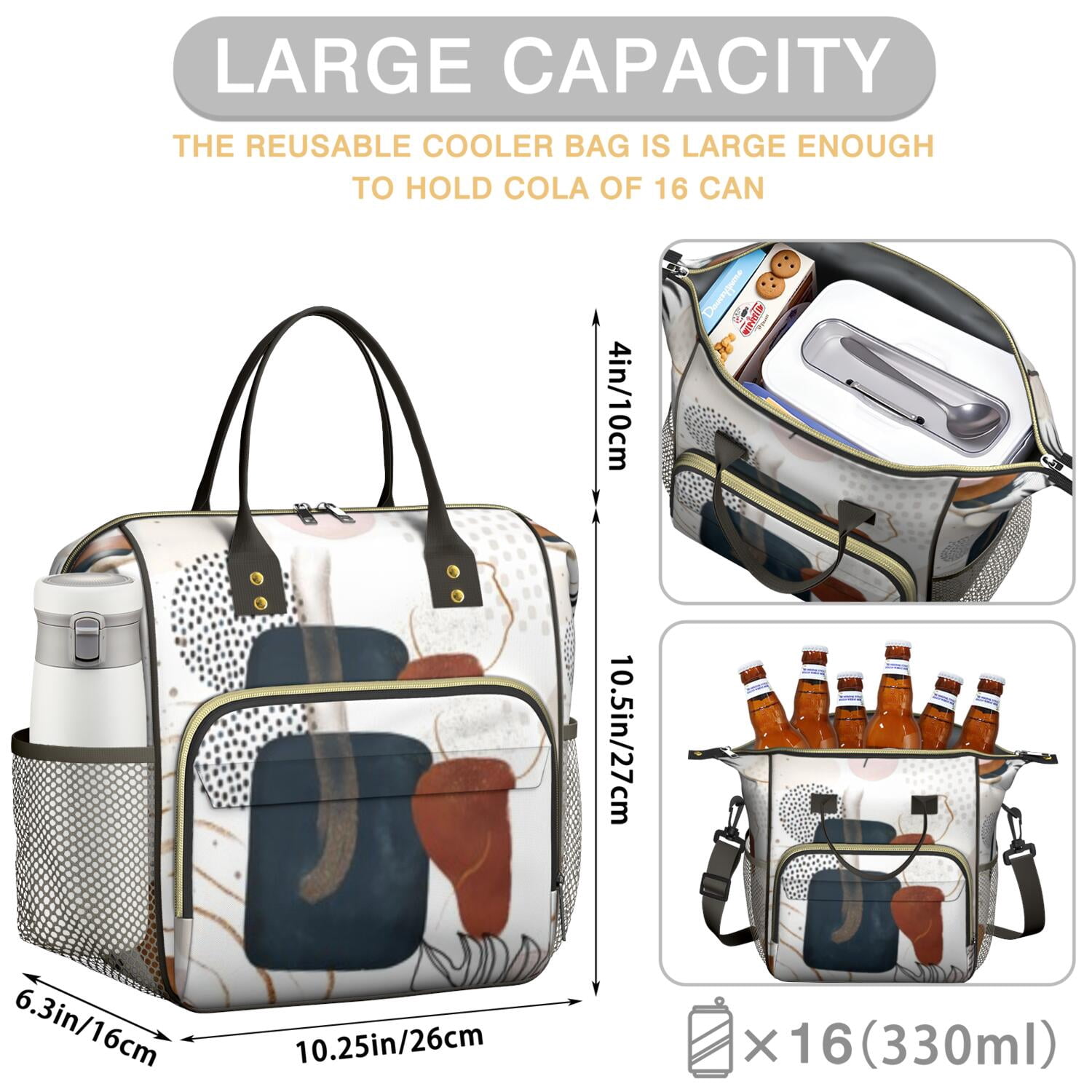 Retro Style Large Lunch Box for Women, Boho Chic Leakproof Tote with Artistic Aesthetic, Dual Insulated Compartments for Teachers, Travel, or Gym