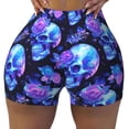 thumbnail image 2 of Gukieu cool crystal Skull flower Print Women's Sports Shorts, Elastic Waist High Stretch Running Yoga Gym Sweatpants-XX-Large, 2 of 8