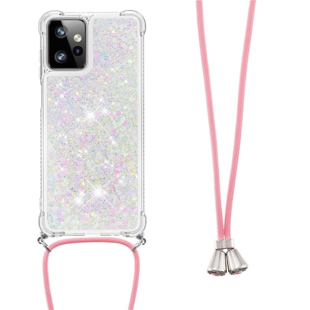 Funda FOXDOCK para Motorola Moto G Power 2023 con Cuerda Ajustable, Brillo Líquido, Protección Antigolpes y Lente – Ideal para Regalo