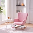 thumbnail image 2 of VECELO Nursery Rocking Chair, Teddy Fabric Upholstered Glider Rocker with High Backrest, Modern Rocking Accent Chairs Comfy Side Chair for Nursery, Bedroom, Living Room, Pink, 2 of 8