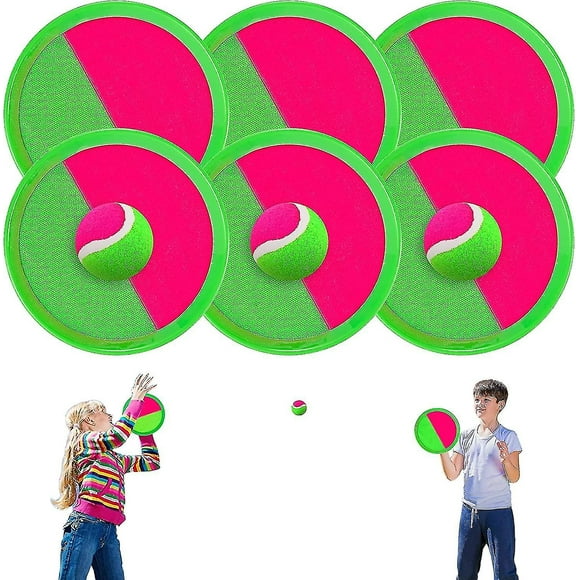 Kids Outdoor Toys, Toss And Catch Ball Set, Outside Yard Games For Kids With 6 Paddles 3 Balls Paddle Game Set Playground Sets