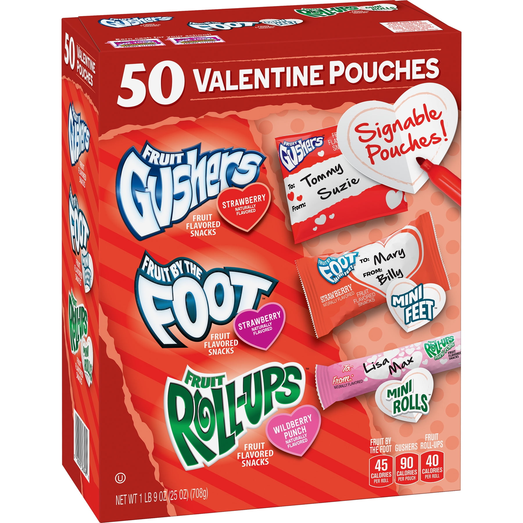 Valentine's Gushers, Fruit by the Foot, and Fruit RollUps, Variety
