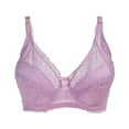 thumbnail image 4 of YWDJ Lace Bras for Women Plus Size Back Closures Comfy Bras Underwire Lounge Bras Adjustable Straps Half Cup Push up See Through Bras Padded Plus Size Lace Comfort Bras Wrap Bras Purple 85D, 4 of 7