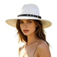 thumbnail image 5 of DuoJiaJ Unisex Wide Brim Fedora, Felt Flat Jazz Hat with Ethnic Design Unisex White One Size, 5 of 5
