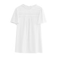 thumbnail image 1 of Vedolay Spring Tops For Women Women's Casual Round Neck Basic Pleated Top Ruffle Sleeve Curved Keyhole Back Blouse,White XL, 1 of 1