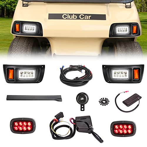 10L0L Golf Cart Light Kit(12V-48V) with Ultimate Light Kit Upgrade Compatible for Club Car DS G&E All Models With LED Head Light, Tail Lights, Turn Signals, Brake Lights