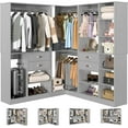 thumbnail image 6 of Homieasy Freestanding Closet System with 3 Sets, 110'' Reversible Stand-alone Wardrobe, 80'' Height Cloth Garment Organizer, Walk-in Closet with Hanging Rod, 71"L x 71"W x 80"H, Gray, 6 of 9