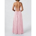 thumbnail image 4 of Women'S Maxi Dress Jacquard Formal Evening Gown Elegant Wedding Guest Party Dress Pink M, 4 of 7
