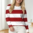 thumbnail image 2 of idosla Womens Striped T Shirts Long Sleeve Fall Tops Tees Loose Fit Casual Tunic Top Going Out Tops (Red, S), 2 of 4