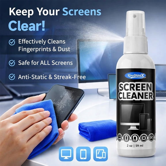 Screen Cleaner Spray Kit with Microfiber Cloth Anti-Fingerprint Polish Coating for Phone Tablet Camera Screen Cleaning Protection