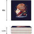 thumbnail image 3 of FMSHPON Merry Christmas Santa Claus Set of 6 Coaster for Drinks, Absorbent Ceramic Stone Coasters Cup Mat with Cork Base for Home Kitchen Room Coffee Table Bar Decor, 3 of 4