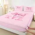 thumbnail image 4 of Manfei Pink Watercolor Bow Letter M Bed Sheets for Girls, Cute Initial Bows King Sheets, 4 Pieces, 4 of 5