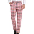 thumbnail image 2 of Puntoco Pantalones de traje casuales con botones y bolsillos y estampado de cuadros rectos para hombre, 2 of 7