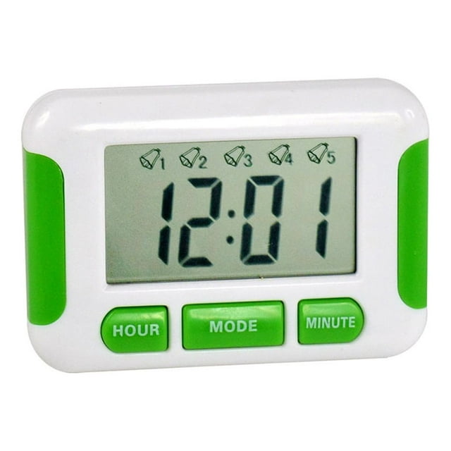 Methold Reloj digital con cinco alarmas separadas Recordatorio de pastillas Ayuda de memoria de cocina multifuncional Cronómetro Temporizador Electrónica