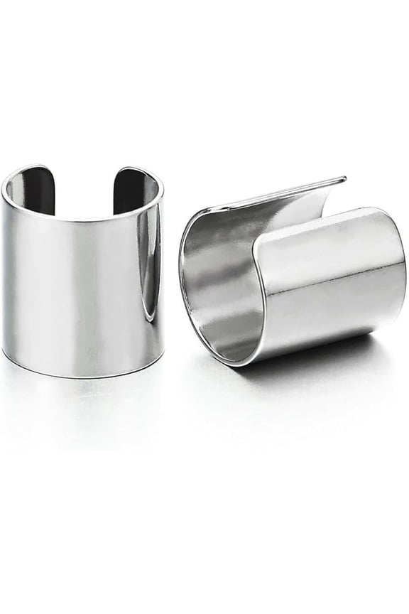 2pcs 13mm Stainless Steel Ear Clip for Men and Women ,Non-Piercing Clip On ,Silver