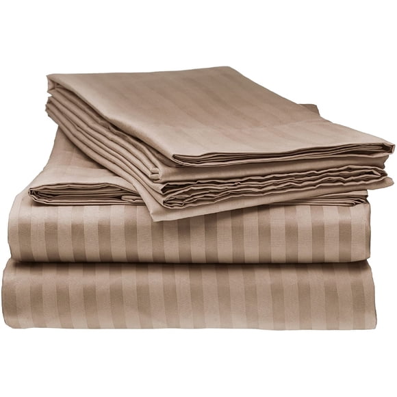 Pillow Covers Taupe Stripe 100 Percent Pure Cotton Super Soft 2-Pieces Pillowcases 450TC (Travel 12x16, White)