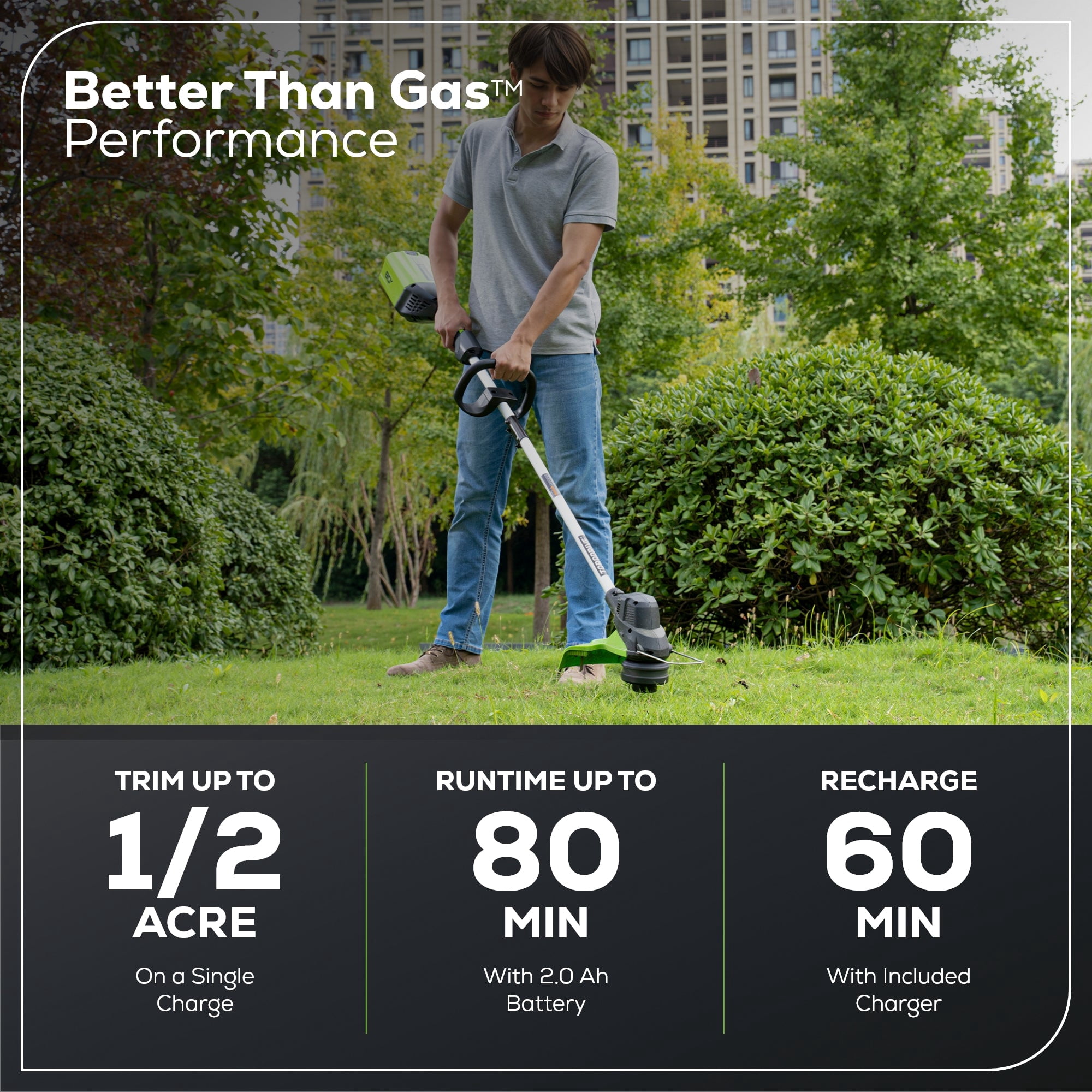 Open Box Greenworks 80V 21" Cordless Battery Brushless Self-Propelled Mower+String Trimmer+Leaf Blower Combo Kit with 4.0Ah Battery & 4A Charger
