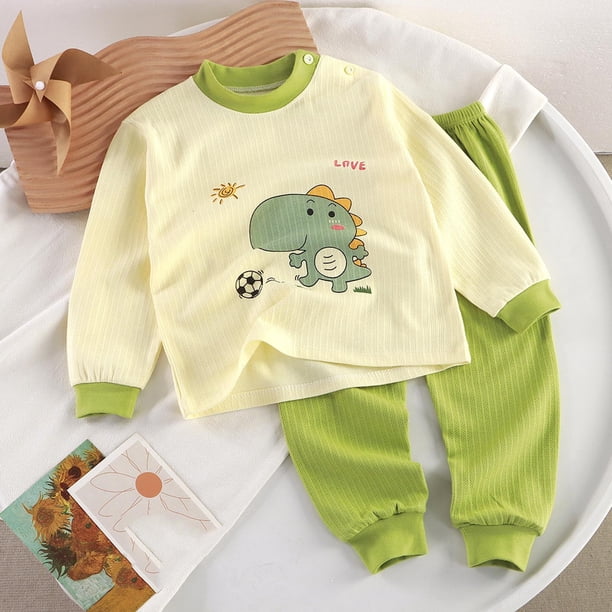 Conjuntos de blusas y camisas de manga larga y cuello redondo para niños Conjunto de dos piezas de blusas de manga larga y cuello redondo estampadas para niños Poliéster para niños