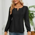 thumbnail image 6 of Women's Long Sleeve Tops Dressy Casual Shrug Ruffle Sleeve Tunic Shirts V Neck Blouses Solid Ladies Shirts Black,L, 6 of 6