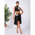 thumbnail image 5 of iiniim Lyrical Dance for Women Sequin Crop Top Mesh Tulle Leotard Skirt Modern Contemporary Dancewear Black M, 5 of 7