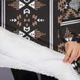 thumbnail image 3 of Oversized Wearable Blanket Hoodie,Brown Striped Geometric Pattern Sherpa Blanket Hoodie with Super Pockets,Super Warm Fuzzy Pullover for Women & Men, 3 of 6