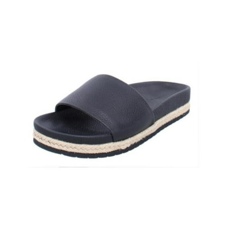 

VINCE. Womens Black Jute Wrapped Contoured Footbed Comfort Padded Aurelia Round Toe Wedge Slip On Slide Sandals Shoes 5 M