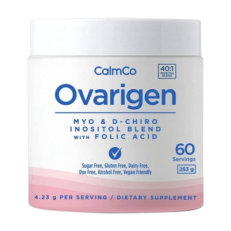 Ovarigen, Myo & D-Chiro Inositol Blend Powder, 40:1 Ratio with Folic Acid, May Help Manage PCOS Symptoms*, Support Hormone Balance and Skin, Natural Conception Aid, 60 Day Supply