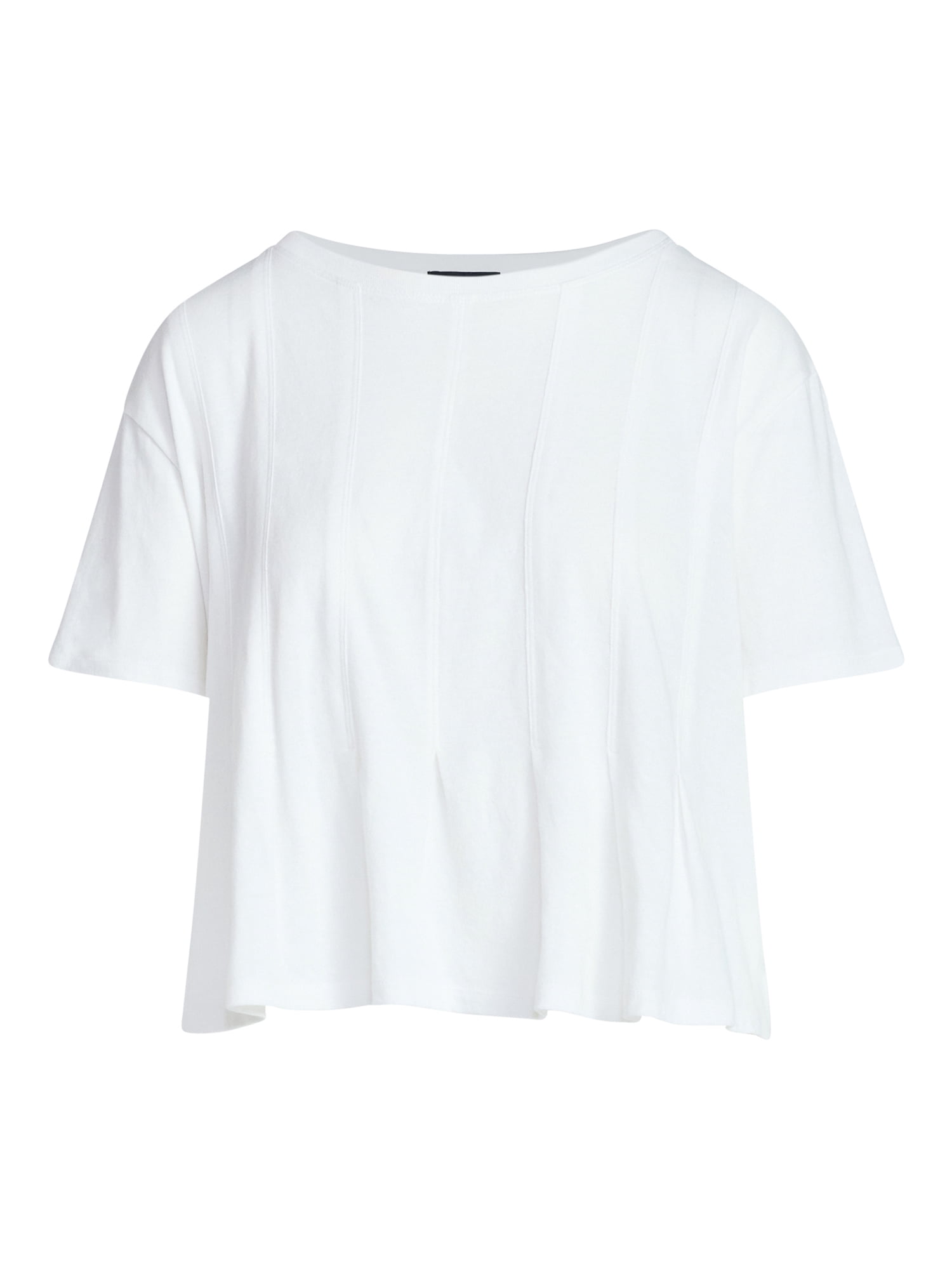 Scoop Women’s and Women's Plus Pleated Cropped Cotton Tee, Sizes XS-4X