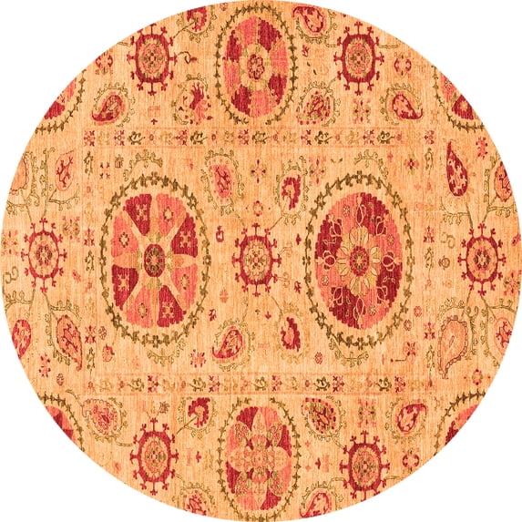 Ahgly Company Indoor Round Abstract Orange Modern Area Rugs, 6' Round
