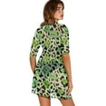 thumbnail image 2 of FKELYI Women's Beach Cover Up Half Sleeve Swimsuit Cover-Up Breathable Cover Ups Green Shamrock Leaf Cow Print Beachwear Dress with Roun Neck for Lady Summer Vacation, S, 2 of 6