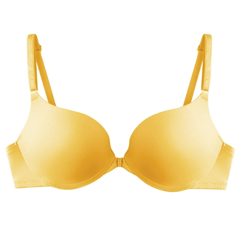 Push Up Bras for Women Wireless No Underwire Push Up Back Support Everyday  Bra Comfortable Lace Full Coverage Brassiere, 01_yellow, Small : :  Clothing, Shoes & Accessories
