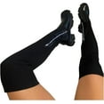 thumbnail image 2 of Women Over The Knee Thigh Low Chunky Heel Boots Round Toe Side Zip Knit Sock Long Boot Platform Thigh High Boots Ladies Wide Calf Knee High Boots, 2 of 5