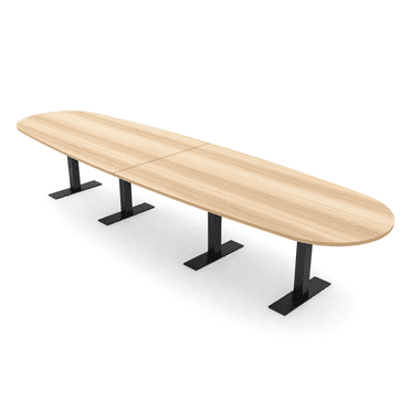 14 Person Boat Oval Conference Table With Metal T Bases Electric Units