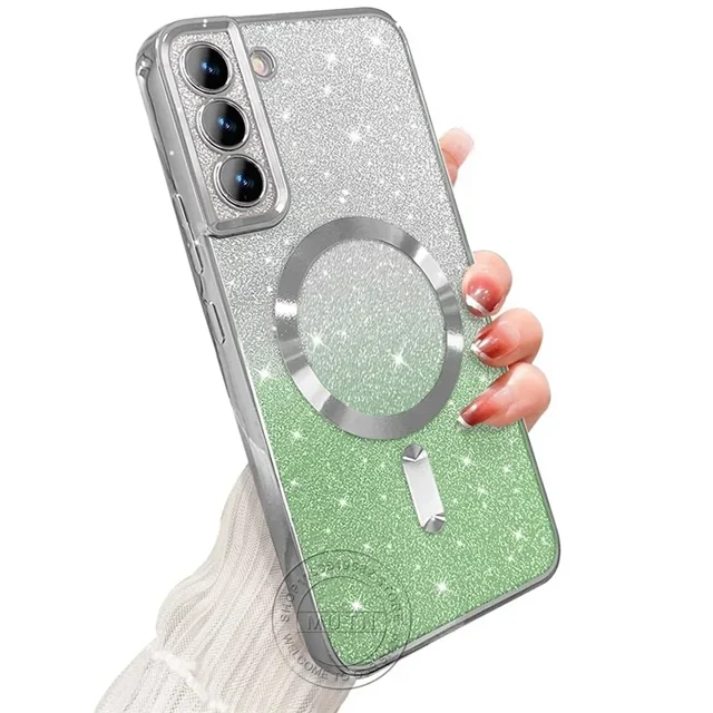 Magnetic Clear Glitter Phone Case for Samsung Galaxy S20-S25 with Full Coverage