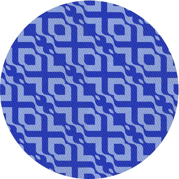 Ahgly Company Machine Washable Indoor Round Transitional Sky Blue Area Rugs, 6' Round