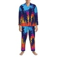 thumbnail image 4 of Kll Beach With Palm Trees (3) Sleepwear Mens Flannel Pajamas,Long Cotton Pj Set, 4 of 9
