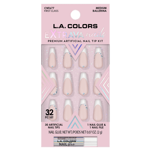 L.A. COLORS Extrava Nail Tip, First Class, 32 Piece