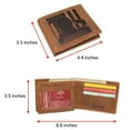 thumbnail image 4 of MARSHAL Men's Vintage Genuine Leather RFID Wallet with Military Tribute Design  'Land of the Free, Because of the Brave' Engraving, Western Style Tan, 4 of 9