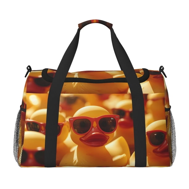 Fotbe Sunglasses Yellow Duck Bolsa de Viaje con Estampado, Bolsa de Fin de Semana para Mujer con Compartimento para Zapatos, Bolsa de Gimnasio con Bolsillo Húmedo