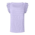 thumbnail image 4 of SHITINN Athletic Tops for Women 3d Print Tops for Women Women's Square Neck Ruffled Sleeve Top Solid Pleated Summer Flowy Blouse Shirt Tank Dressy Casual, 4 of 5