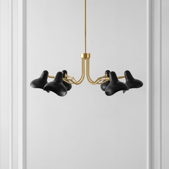 Safavieh Mykola 6-Light 37" Modern Iron Chandelier, Black/Brass