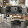 thumbnail image 6 of Homieasy L Shaped Desk with Power Outlet and USB Ports, 60 Inch Corner Computer Desk with Drawers and Storage Shelves, Large 2 Person Study Table L-Shaped Office Desk with File Cabinets, White Oak, 6 of 8