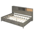 thumbnail image 6 of Pinovk Full Size Wooden Daybed with 3 Storage Drawers, Upper Soft Board, shelf, and a set of Sockets and USB Ports, Gray, 6 of 21