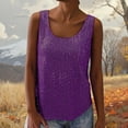 thumbnail image 2 of Wang6 Women Sequin Loose Fit Camisole Trendy Sleeveless Sparkle Cami Tank Tops Plus Size Crew Neck Summer Tunic Shirts Tees Purple XXL, 2 of 6