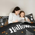 thumbnail image 4 of jejeloiu Spooky Castle Twin Bedding Sets 7-Piece,Happy Halloween Bedding Comforter Set,Cute Ghost Pumpkin Sheet Sets For Child,Microfiber Bedroom Decor Reversible, 4 of 8