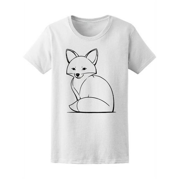 Funny Cute Fat Fox Outline T-Shirt Women -Image by Shutterstock, Female Medium
