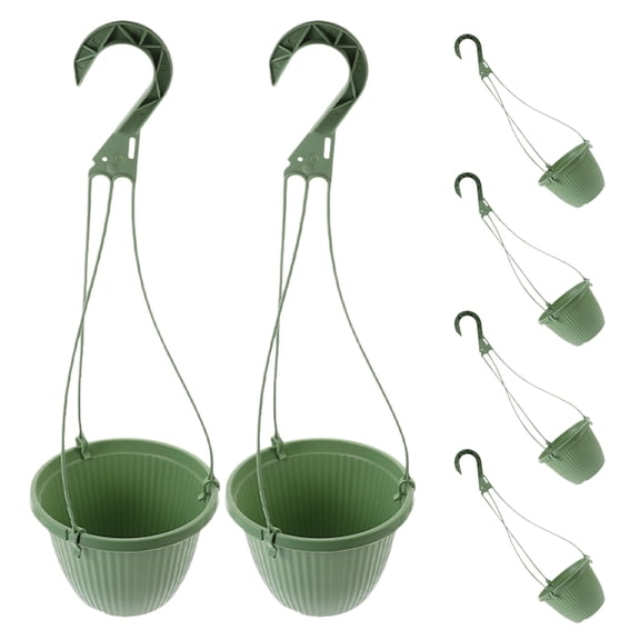 HOMEMAXS 6 Pcs Plastic Hanging Flower Pot Stand Indoor Planters Green