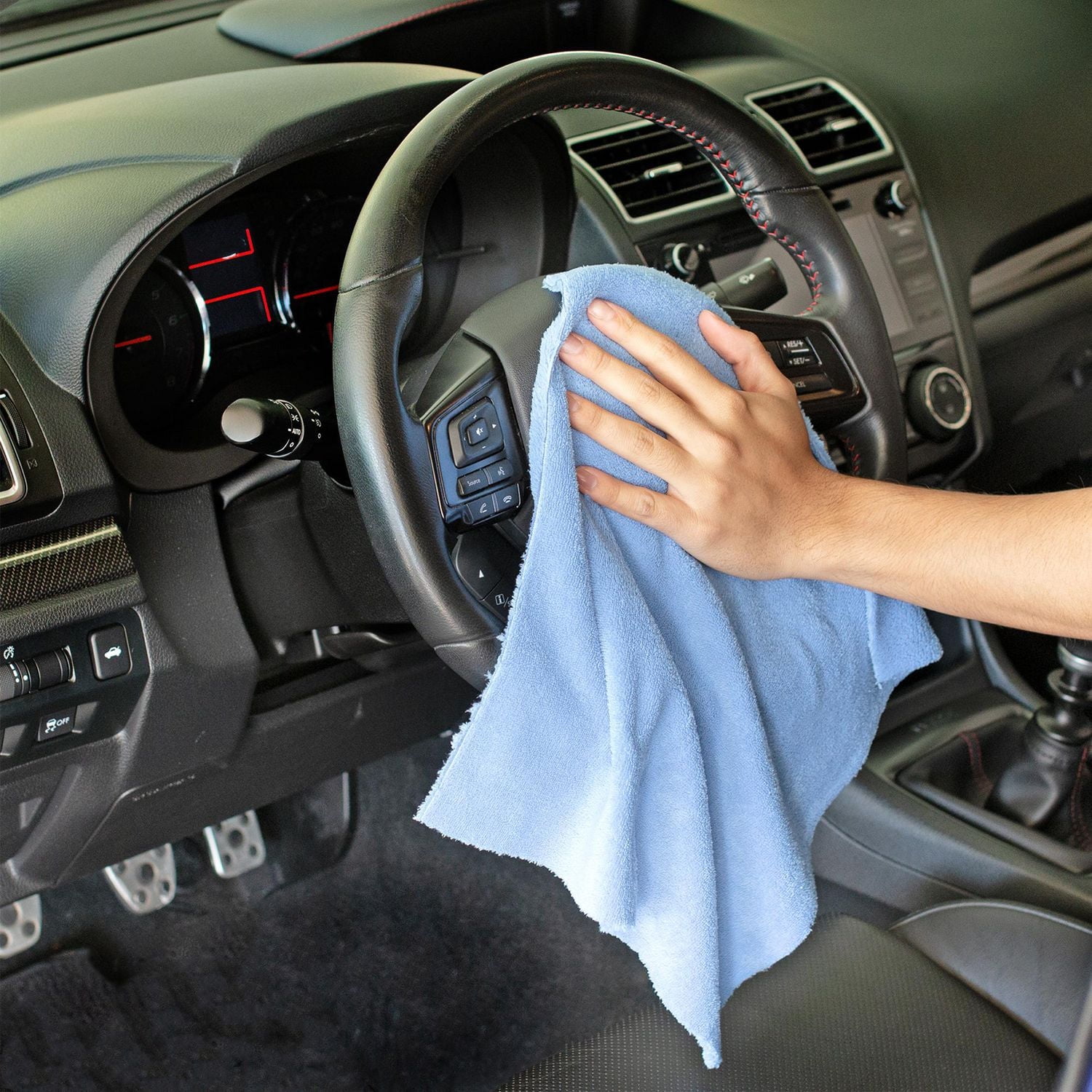 Auto Drive Serviette en microfibre multifonction en molleton corail, nettoyage, entretien, paquet de 8, bleu et jaune Auto Drive Serviettes de détail ultra douces, paquet de 8