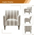 thumbnail image 5 of Stripe Accent Chair, Tina's Home Wood Leg Armchair Living Room Bedroom Adult Set of 2, Tan Stripe, 5 of 6